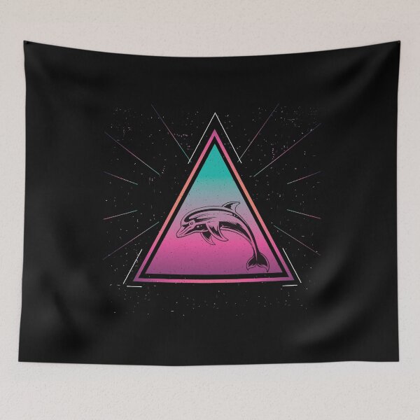 Item preview, Colorful Dolphin Geometrical Triangle Cetacea Retro Style print designed and sold by Grabitees.