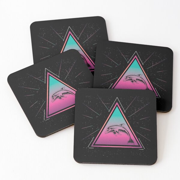 Item preview, Colorful Dolphin Geometrical Triangle Cetacea Retro Style print designed and sold by Grabitees.