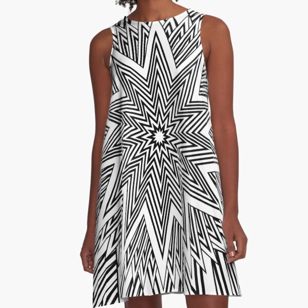 12 point Black and White Stars A-Line Dress