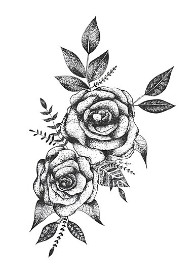 Dot Work Roses Photographic Print By Ginaaarts Redbubble