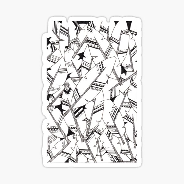 Black and white boho feathers Sticker