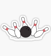 Bowling ball knocking down pins sticker Sticker