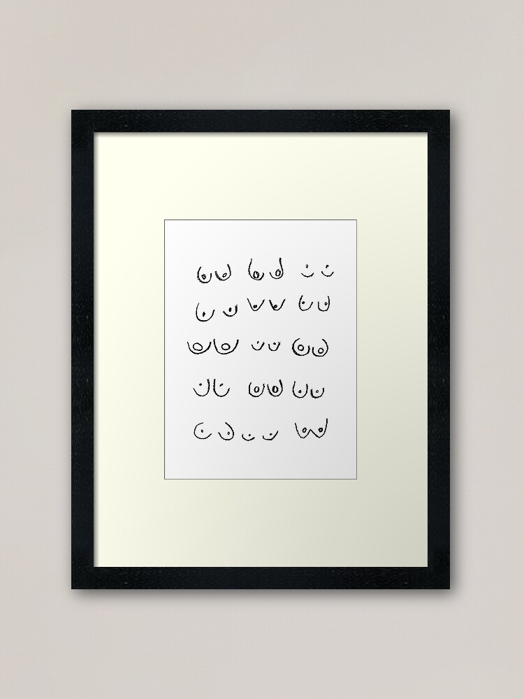 Boobs Illustration Different Types Framed Art Print for Sale by