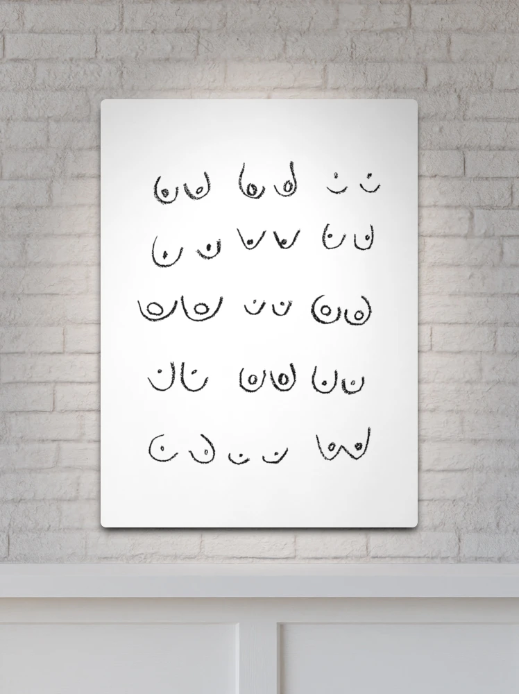 Boobs Illustration Different Types Metal Print for Sale by