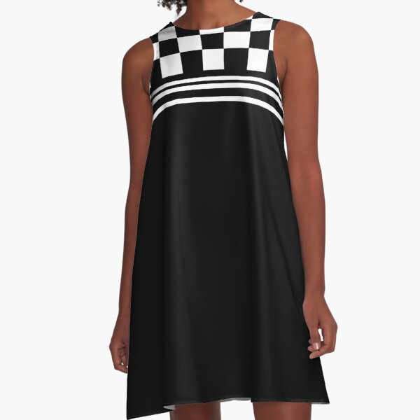 Sixites Retro Mod Checkerboard Pattern A-Line Dress