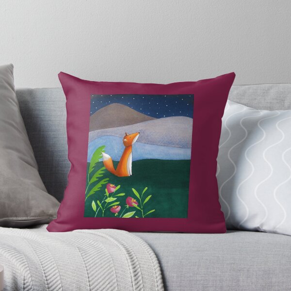 The Night Sky Fox Throw Pillow