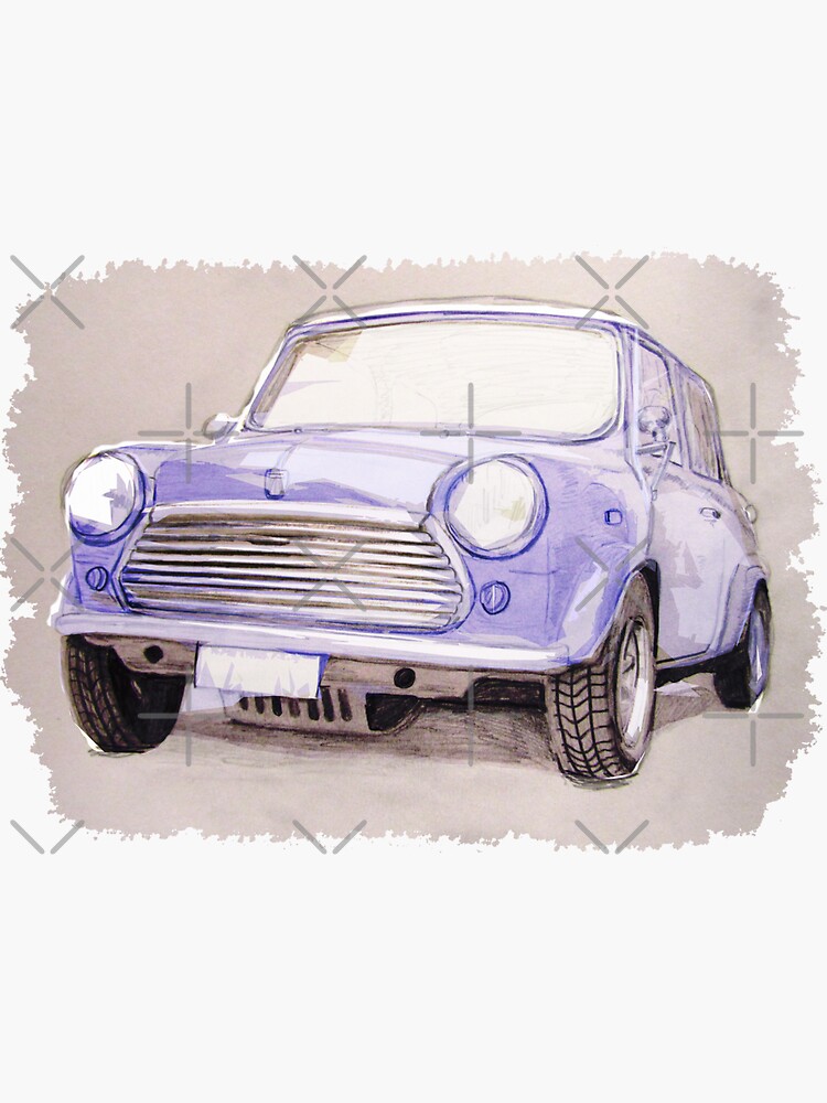 "Classic Mini Blue" Sticker for Sale by jdm1981 | Redbubble