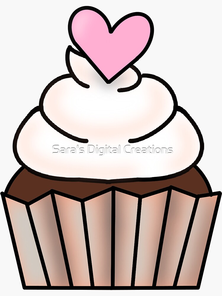 "Heart Candy Cupcake " Sticker for Sale by SarasDC Redbubble