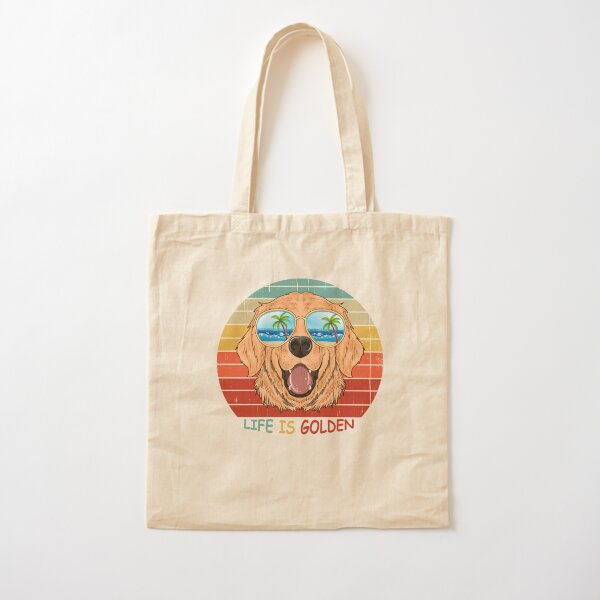 Golden Retriever canvas messenger bag Smiling Cute Dog Cartoon Style I Heart My Pet Theme for Animal Lovers canvas beach bag Blue and Orange 12x15-10