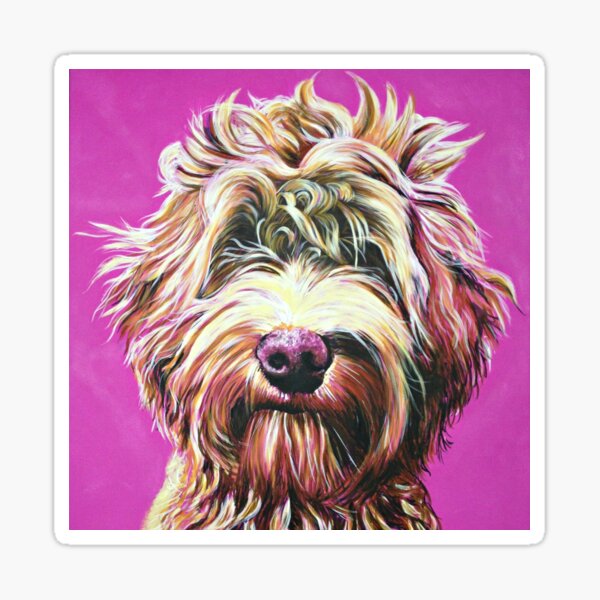 Goldendoodle on Pink Sticker