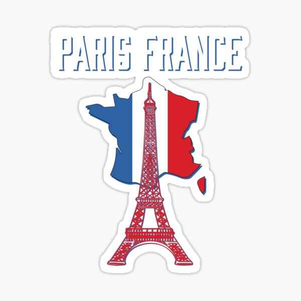 Paris France, Eiffel Tower, Map of France Souvenir  Sticker