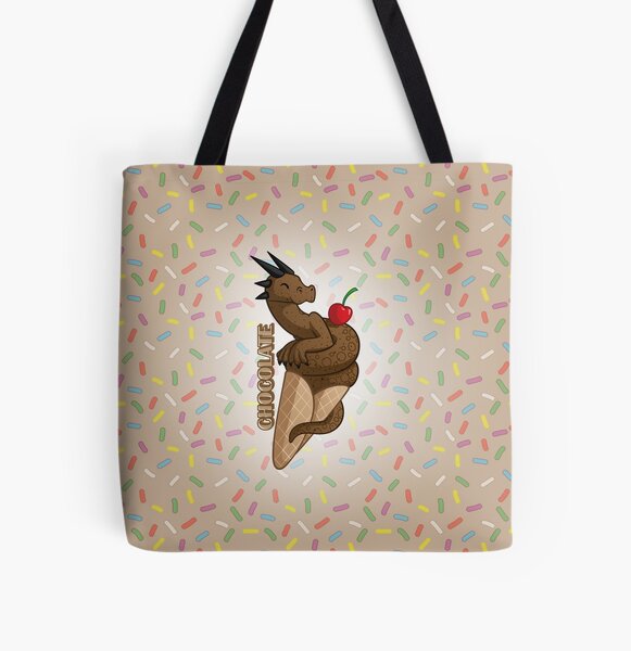 Chocolate Ice Cream Lindworm Dragon All Over Print Tote Bag