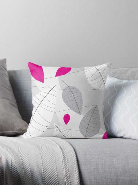 Item preview, Grey, White & Pink Leaves designed and sold by CalicoFlair.