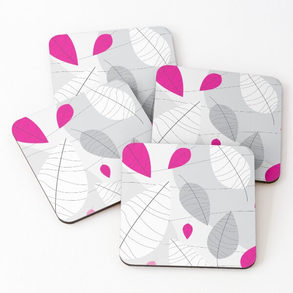Item preview, Grey, White & Pink Leaves designed and sold by CalicoFlair.
