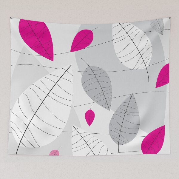 Item preview, Grey, White & Pink Leaves designed and sold by CalicoFlair.