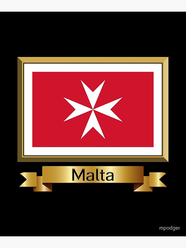 "Malta Civil Flag Stickers, Gifts and Products Named" Mounted Print