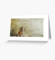 a jugful tea and a orange Greeting Card