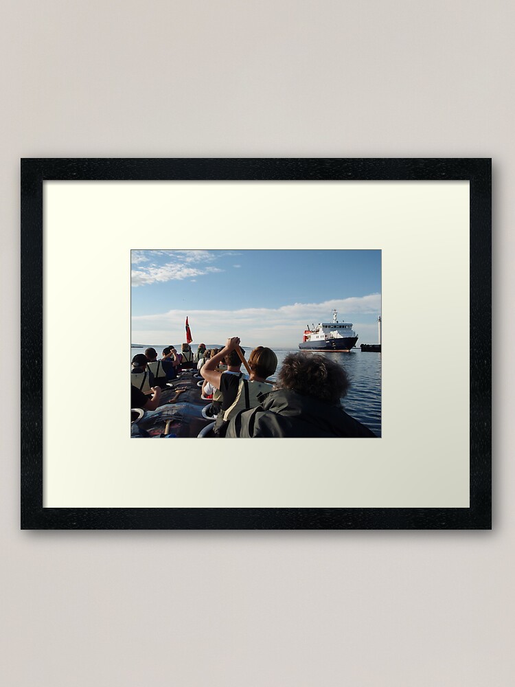 Alternate view of Paddling past the ferry Framed Art Print