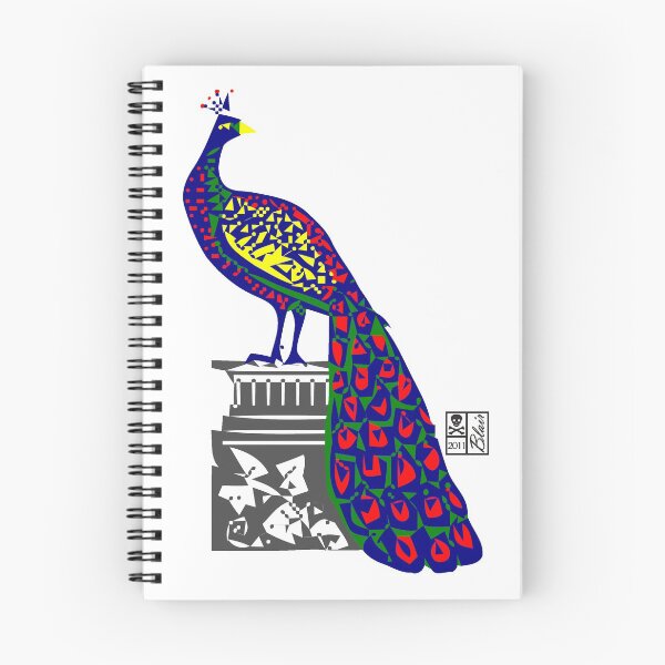 Item preview, Colorful Geometric Peacock Bird on Pedestal designed and sold by BrianaDragon.