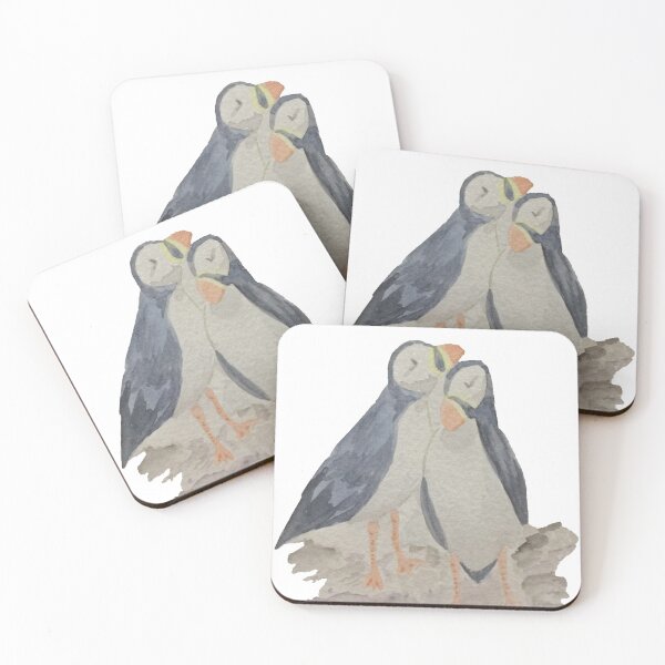 Item preview, Two Puffins in Watercolor designed and sold by WildernessStore.