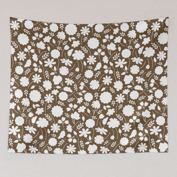 Item preview, Cute Ditsy Flowers // Dark Brown and White designed and sold by Elsy's Art.