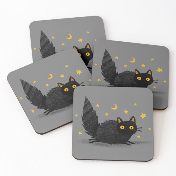 Item preview, Fluffy Black Yellow Eyed Cat designed and sold by katiecrumpton.