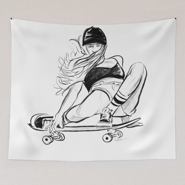 Item preview, Skateboard Girl Drawing designed and sold by Ryan Biddle.