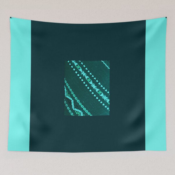 Item preview, SEMARA 9 carpet Morocco Berber crafts tradition turquoise blue pattern woven wool decoration designed and sold by dragonemma.