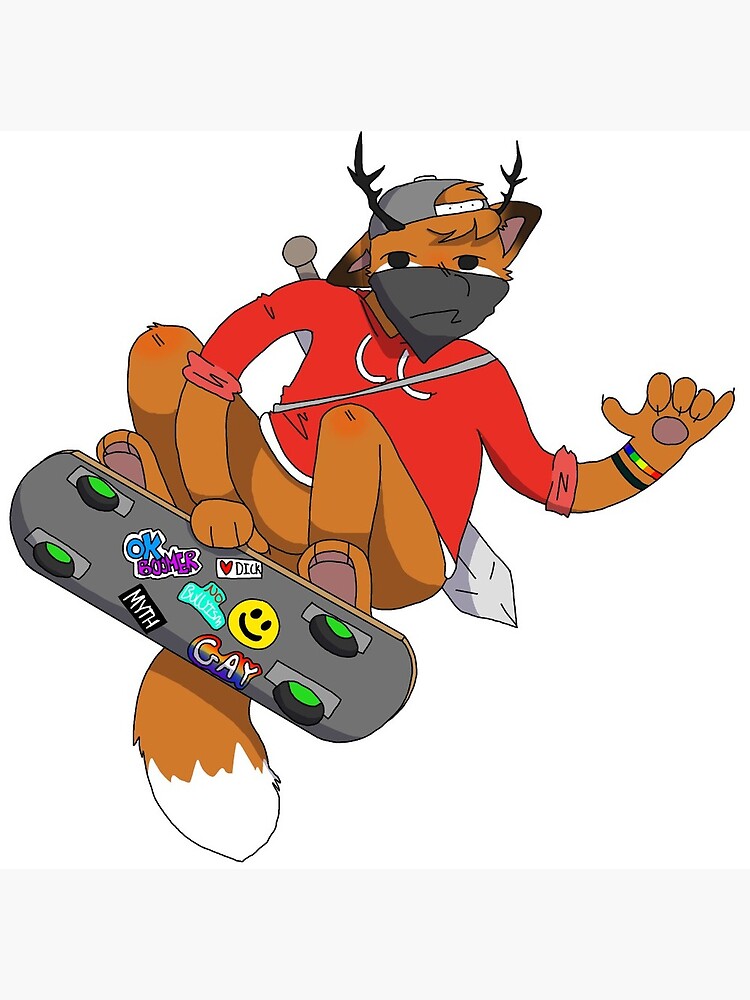 Foxicate On A Skateboard Postcard By Rowzn Redbubble - eat the myths roblox