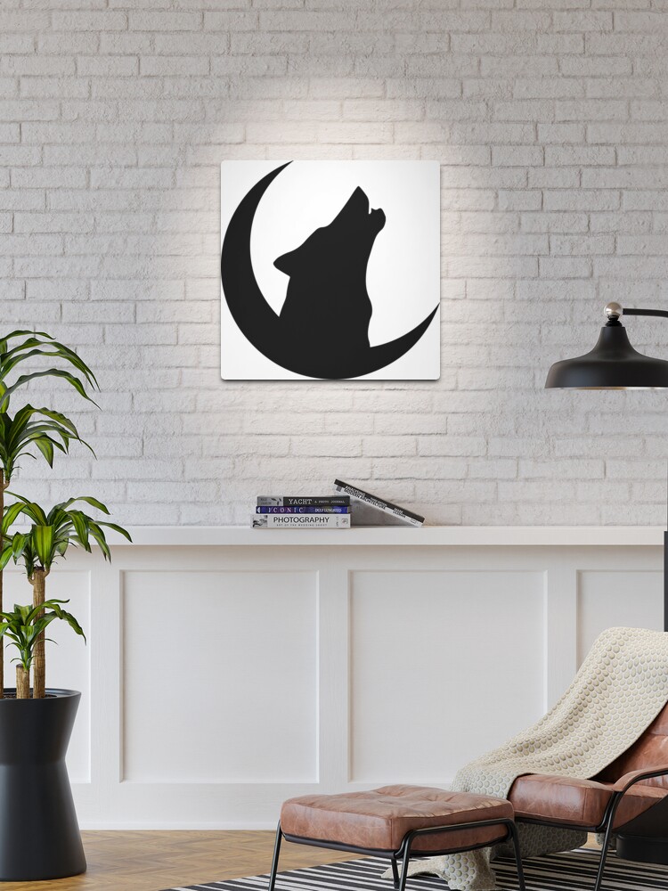 Wolf howling at the moon - wall decor vinyl decal silhouette digital print  on transparent vinyl to match any wall color 2477