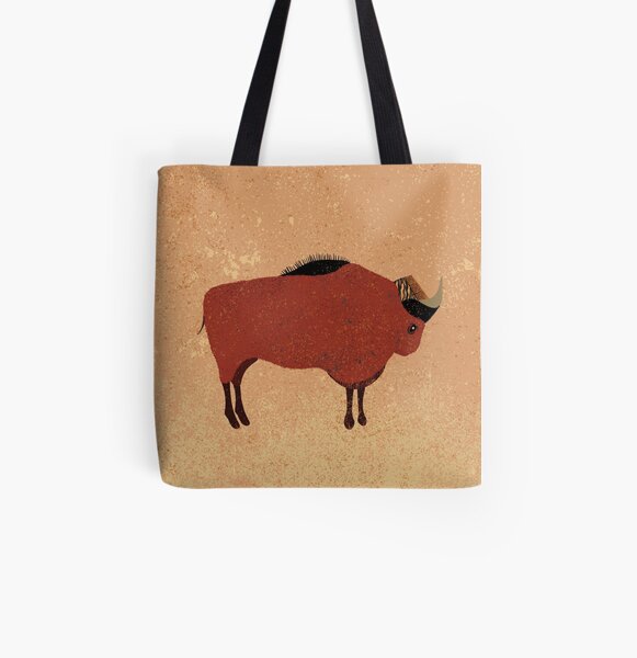 Stone age bison All Over Print Tote Bag