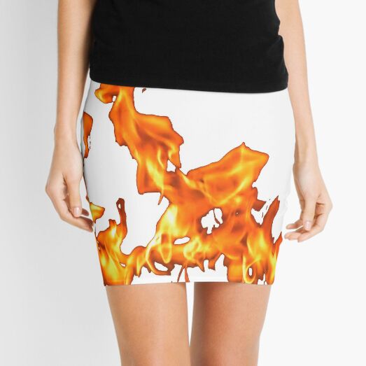 #Flame, #Forks of flame, #Spurts of flame, #fire, light, flames Mini Skirt