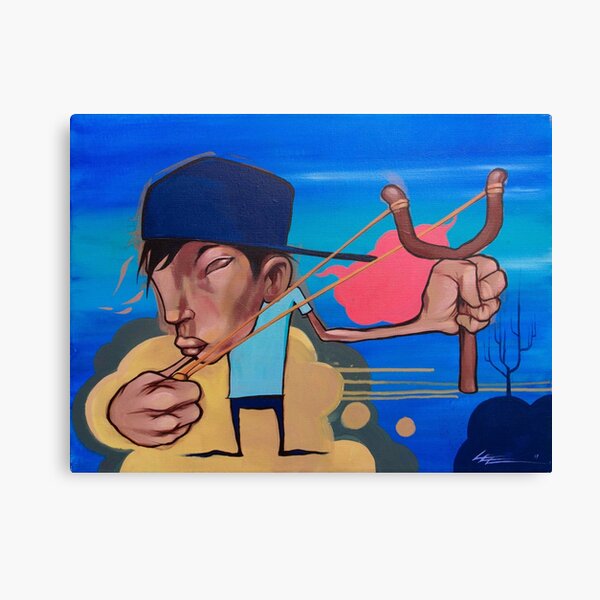 Slingshot Kid Baby Boy Urban Art Canvas Print