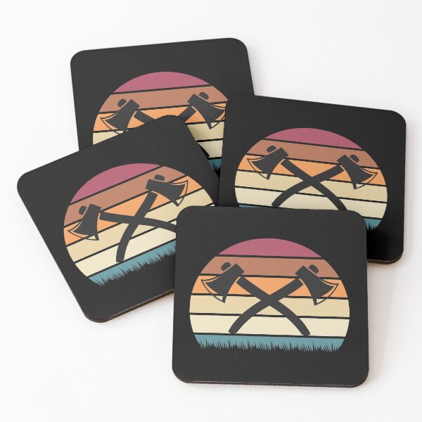 Item preview, Axe Throwing Retro Sunset Black Axe Dark designed and sold by funnierthanthou.