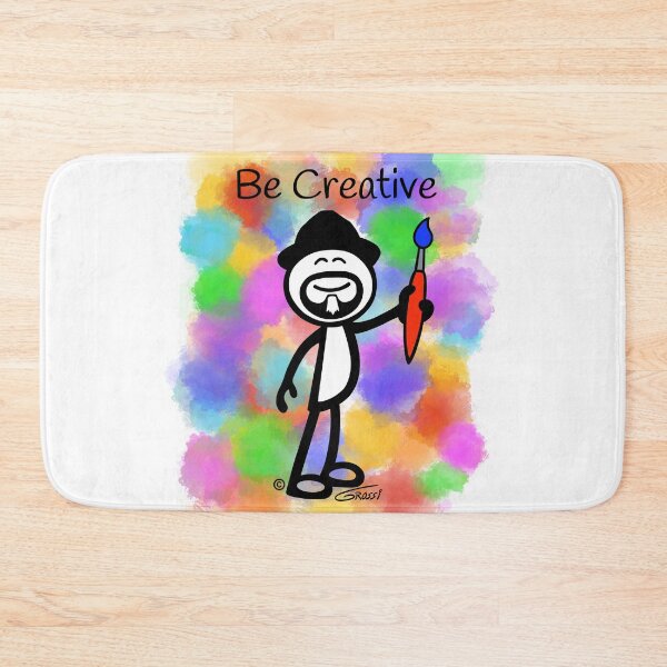 Item preview, GG Artist Stick Figure “Be Creative” Paint Splotch Background designed and sold by GDGCreations.