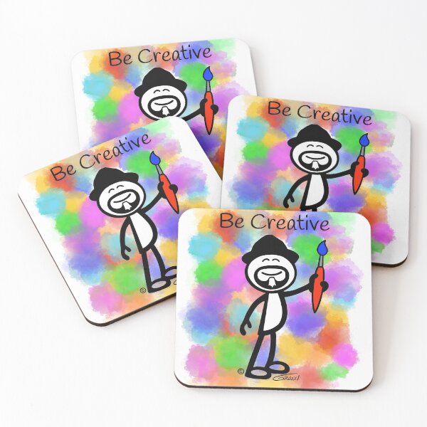 Item preview, GG Artist Stick Figure “Be Creative” Paint Splotch Background designed and sold by GDGCreations.