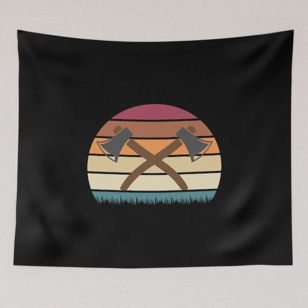 Item preview, Axe Throwing Retro Sunset Dark designed and sold by funnierthanthou.