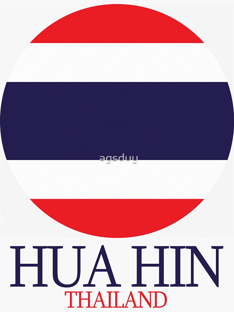 "Hua Hin Thailand Red Blue White Circle Flag" Sticker by agsduy