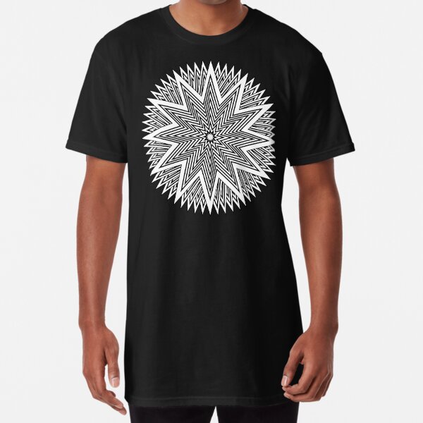 Black and White Minimalist Star Long T-Shirt