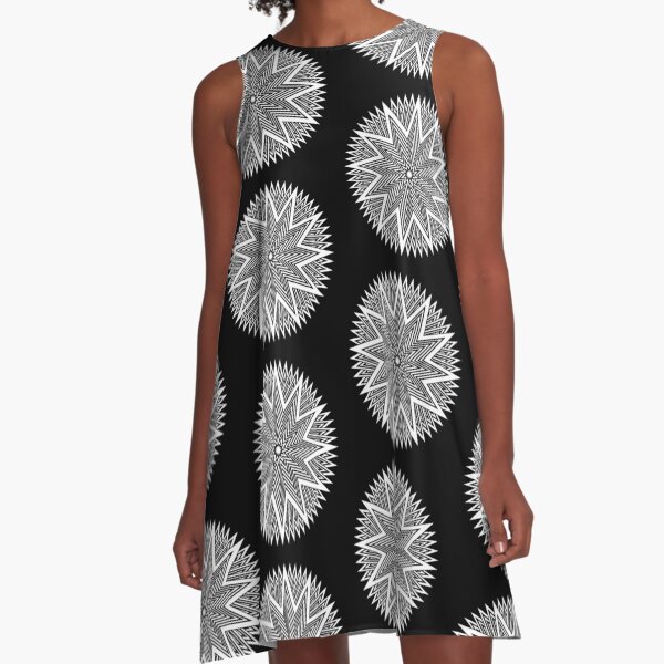 Black and White Minimalist Star A-Line Dress