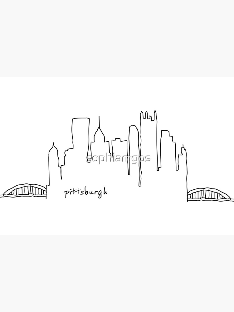 Pittsburgh Skyline Outline Drawing Art Board Print for Sale by