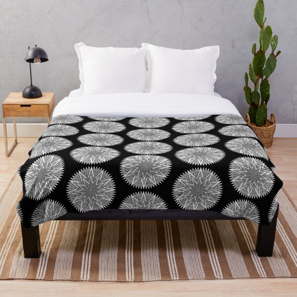 Monochrome Mandala Throw Blanket
