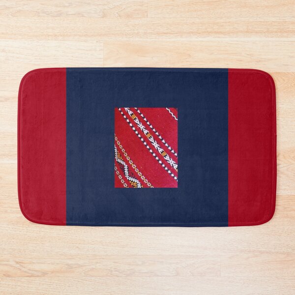 Item preview, SEMARA 12 carpet Morocco Berber crafts tradition blue red pattern wool woven decoration designed and sold by dragonemma.