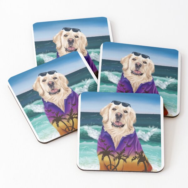 Item preview, Golden Retriever Dog by the Beach Painting Illustration designed and sold by hydrangelic.