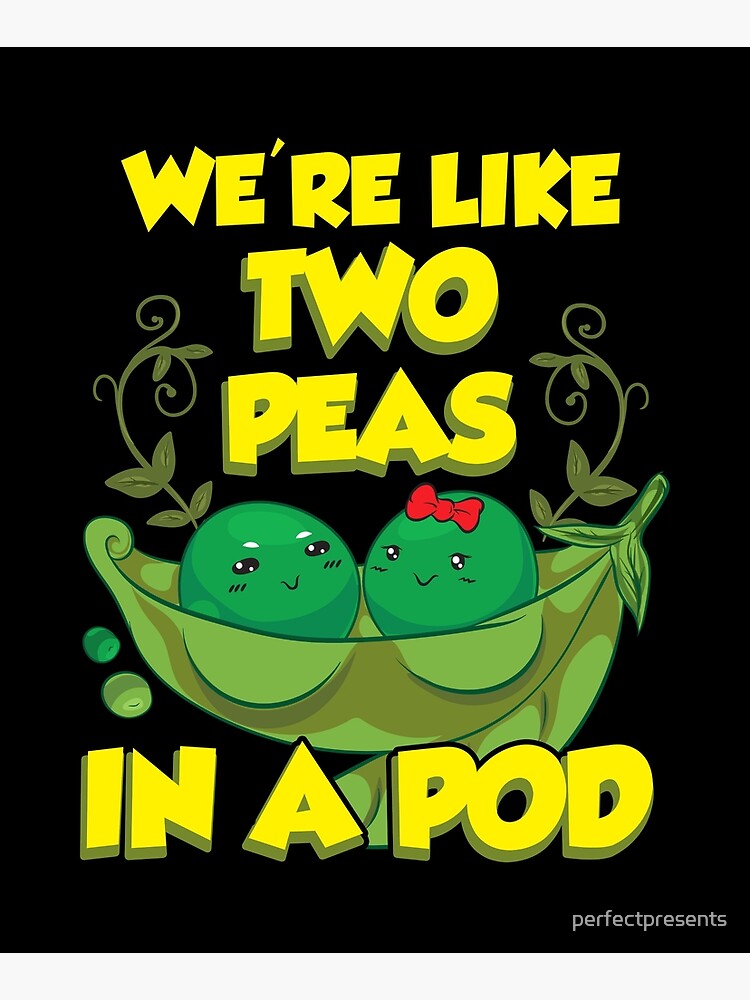 "Cute We're Like Two Peas In a Pod Funny Food Pun" Mounted Print for