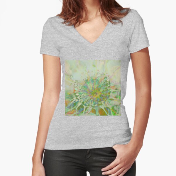 Floral abstraction Fitted V-Neck T-Shirt