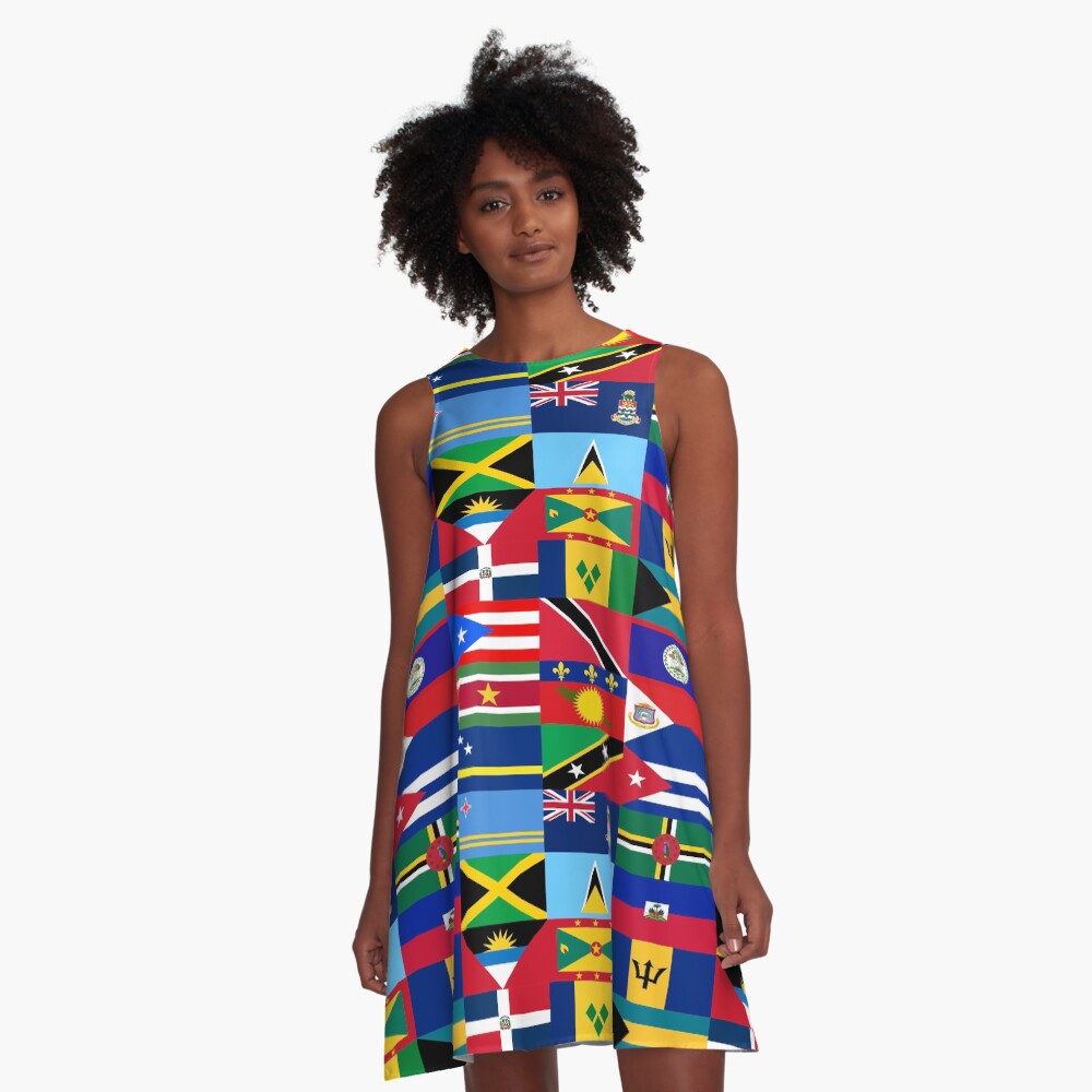 "Flags of the Caribbean " ALine Dress for Sale by