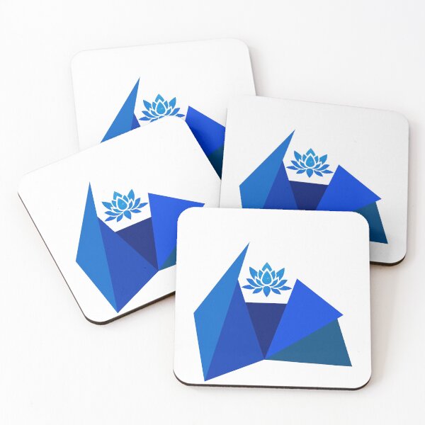 Item preview, Meditation yoga wellness pilates lotus flower triangles in blue designed and sold by BrunoWeicker.
