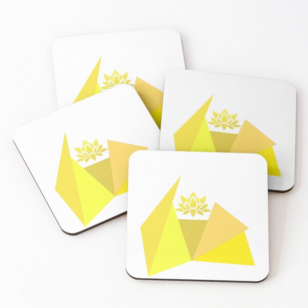 Item preview, Meditation yoga wellness pilates lotus flower triangles in yellow designed and sold by BrunoWeicker.