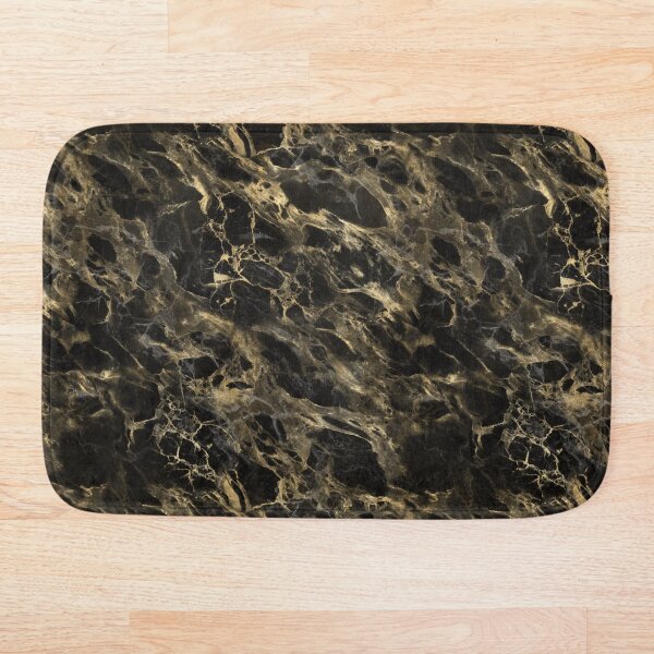 Black and Gold Marble Bath Mat